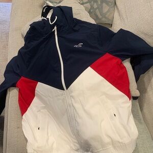 Hollister Tri-Color Windbreaker in Navy, Red, and White